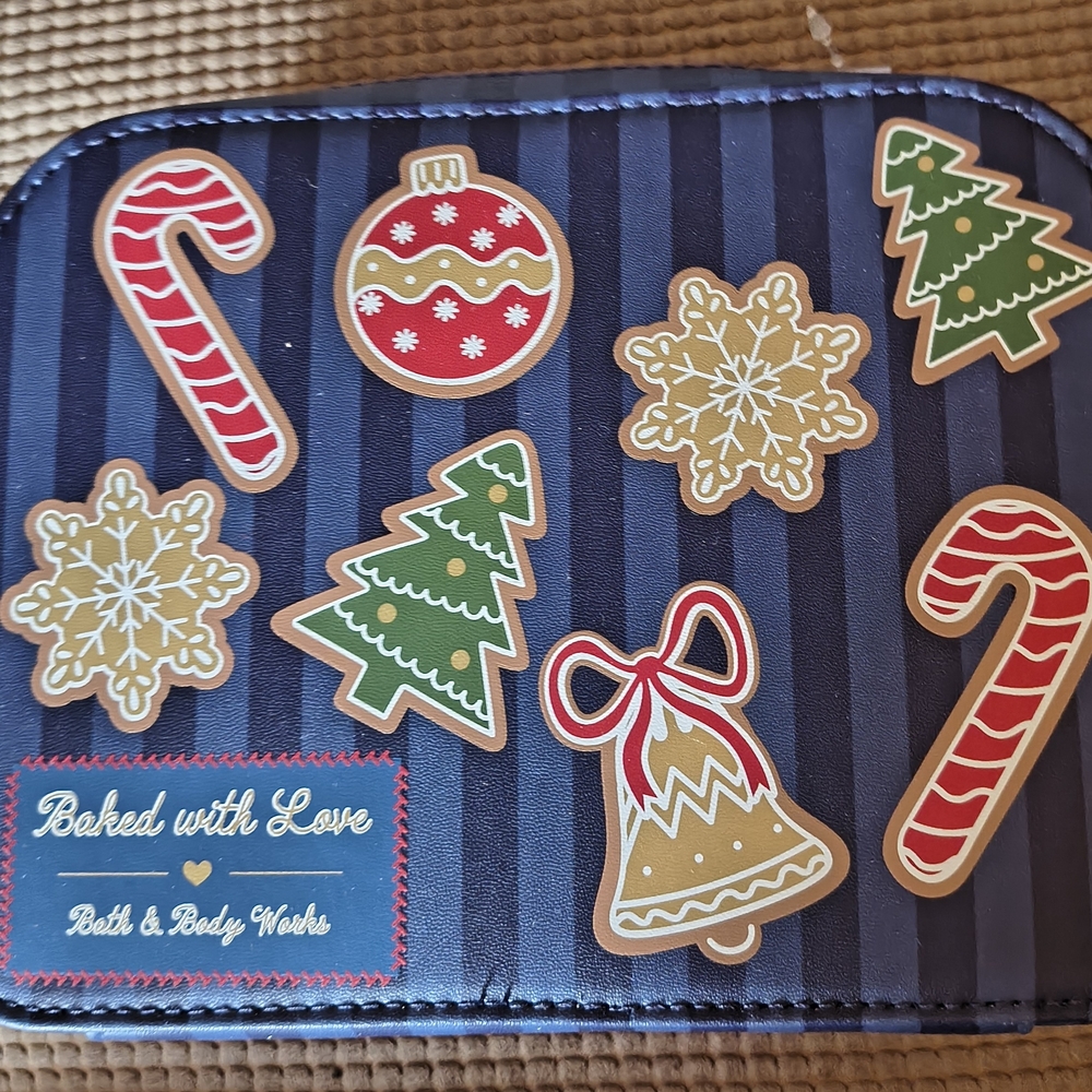 Bath & Body Works Striped Holiday Tin with Festive Icons